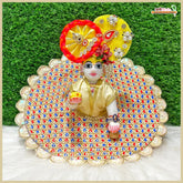 Blended Thread Sitara Cutdana Work Cream Laddu Gopal Poshak
